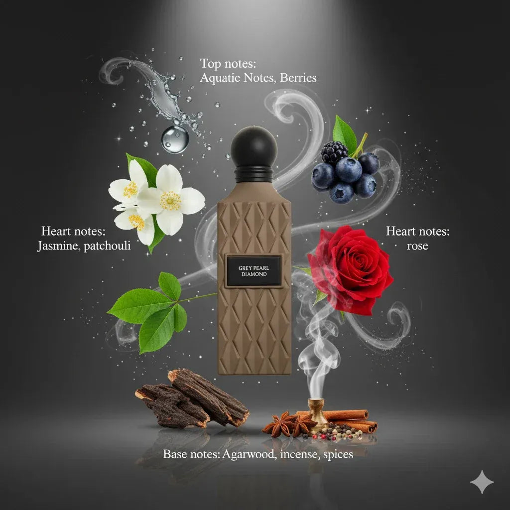 Ibrahim Al Qurashi Grey Pearl Diamond 100ML detail 1
